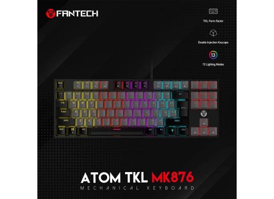 FANTECH ATOM MK876 TKL WIRED RGB 80% Mechanical Gaming Keyboard, 1.8m Braided Cable, Blue Switch-Gray