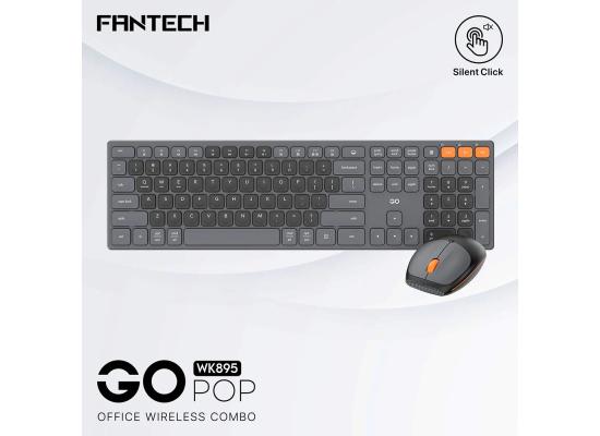 Fantech GO POP WK895 Kit Office Combo 2in1 Wireless Dual Mode (2.4GHz & BT), Silent Switches & Multimedia Function Keys (Gray) For Mac & Win