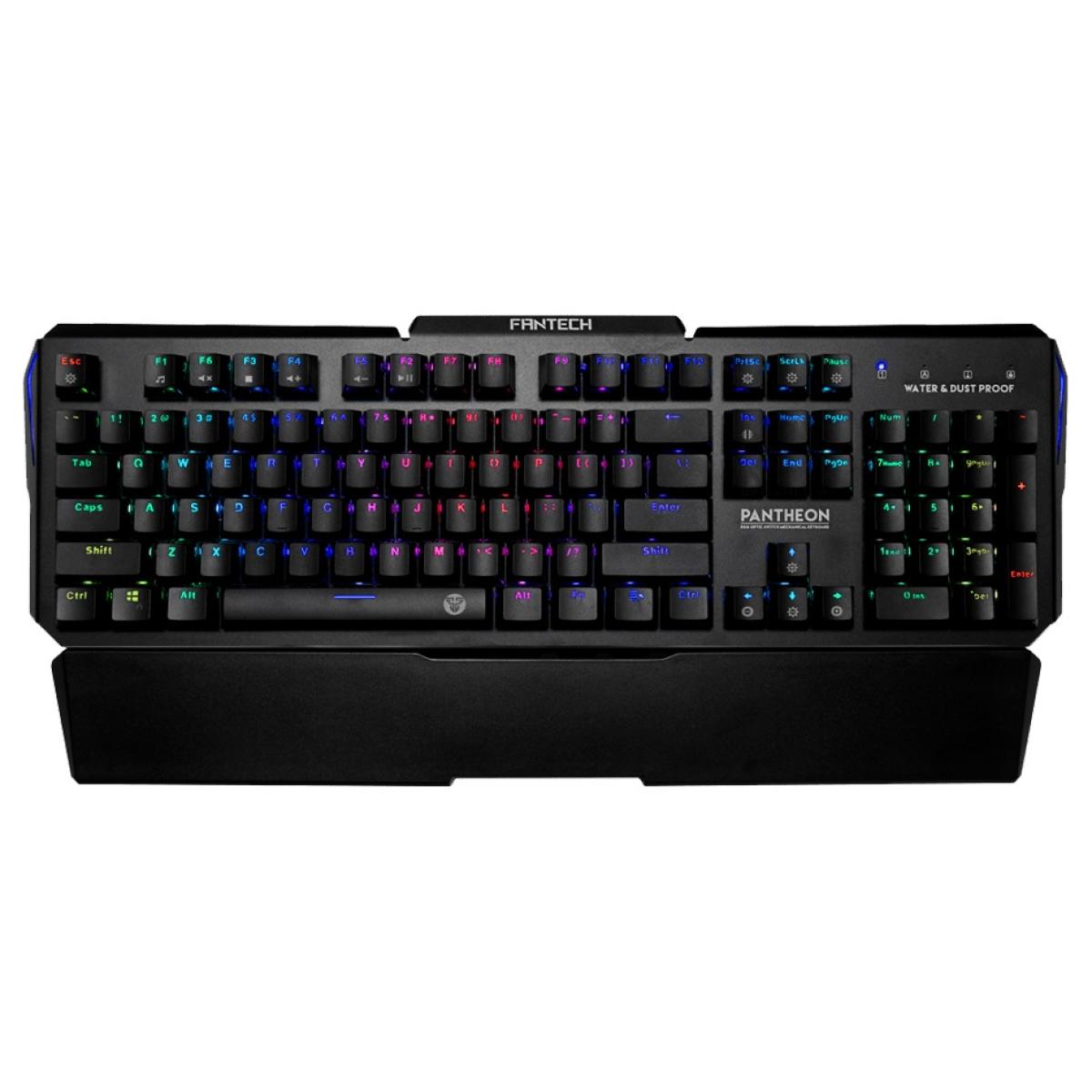 Fantech MK882 Pantheon RGB Gaming Mechanical Keyboard w/ Aluminum Cover & Ergonomics Wrists Rest, Water & Dust Proof - Optical Blue Switch