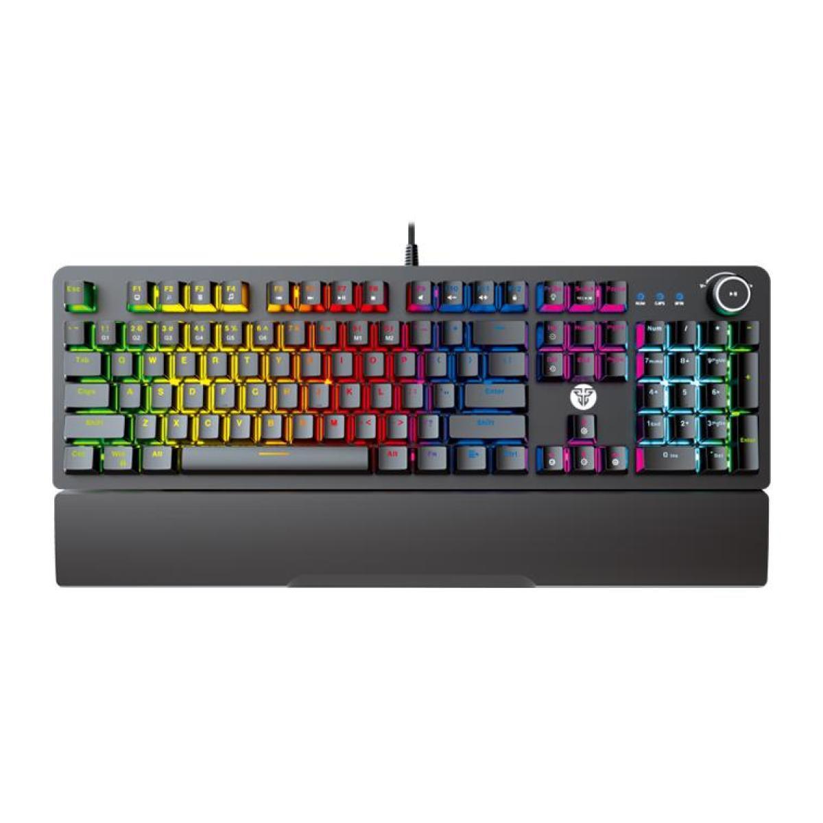 Fantech MaxPower MK853 V2 RGB Mechanical Gaming Keyboard, Macro Supported, Ergonomic Wrist Rest, Anti Ghost Keys - Black/Blue Switch