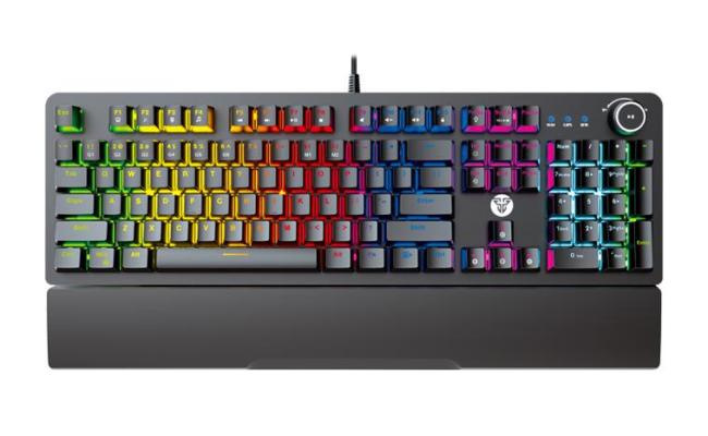Fantech MaxPower MK853 V2 RGB Mechanical Gaming Keyboard, Macro Supported, Ergonomic Wrist Rest, Anti Ghost Keys - Black/Blue Switch