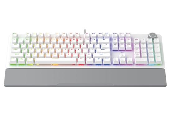 Fantech MaxPower MK853 V2 RGB Mechanical Gaming Keyboard, Macro Supported, Ergonomic Wrist Rest, Anti Ghost Keys - White/Red Switch