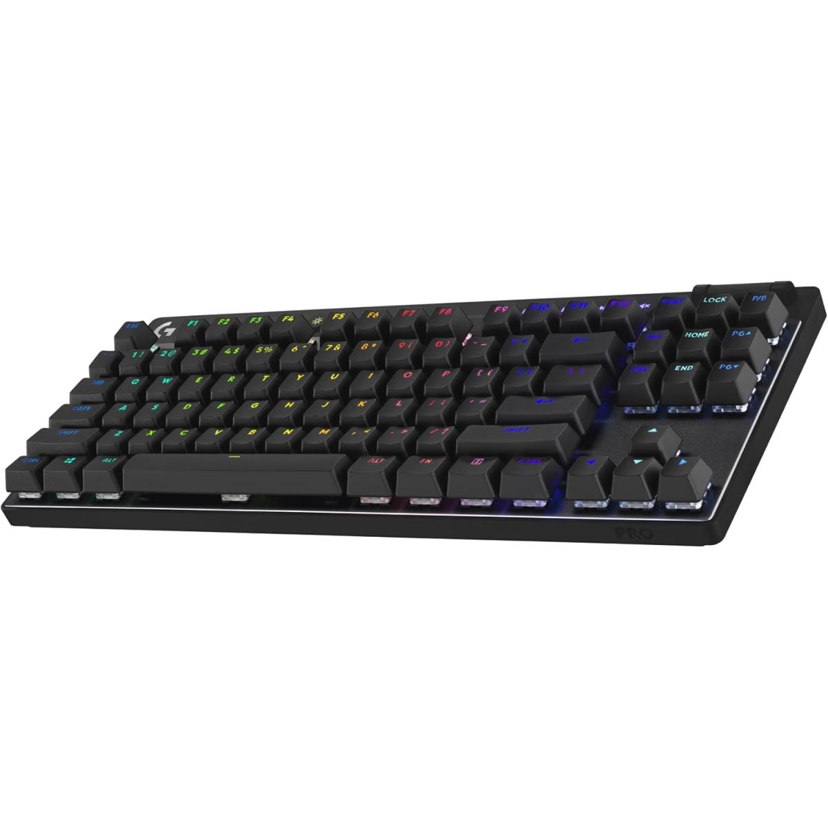 Logitech G PRO X TKL LIGHTSPEED Wireless (2.4GHz, Bluetooth, Wired USB) RGB Gaming Keyboard, GX Brown Tactile, PBT Keycaps w/ USB-C, Media Controls & Volume Roller - Black