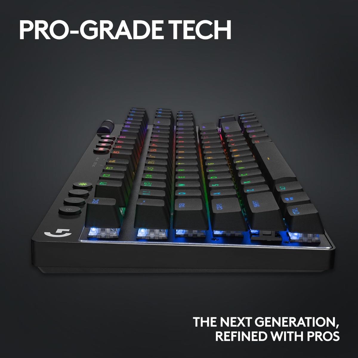 Logitech G PRO X TKL LIGHTSPEED Wireless (2.4GHz, Bluetooth, Wired USB) RGB Gaming Keyboard, GX Brown Tactile, PBT Keycaps w/ USB-C, Media Controls & Volume Roller - Black