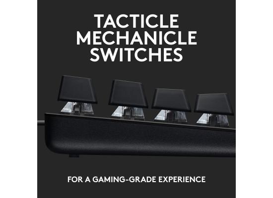 Logitech G413 SE Full-Size Mechanical Gaming Keyboard - Backlit Keyboard with Tactile Mechanical Switches, Anti-Ghosting, Compatible with Windows, macOS - Black Aluminum(عربي)