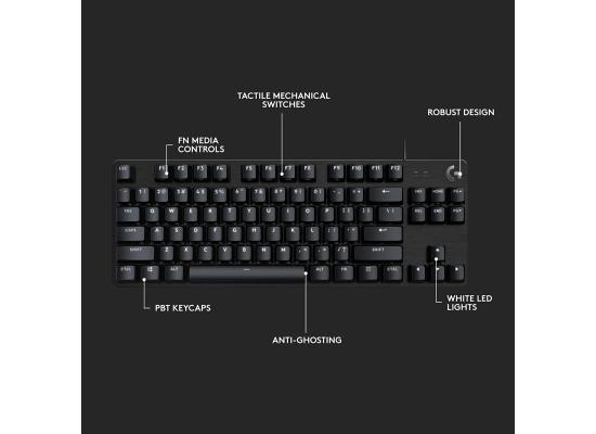 Logitech G413 TKL SE Mechanical Gaming Keyboard - Compact Backlit Keyboard with Tactile Mechanical Switches, Anti-Ghosting, Compatible with Windows, macOS - Black Aluminum(عربي)