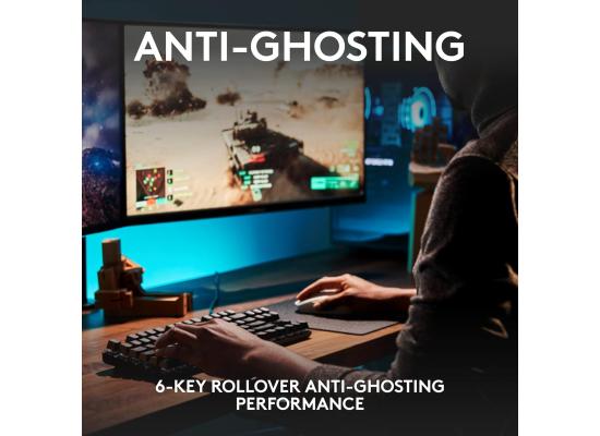 Logitech G413 TKL SE Mechanical Gaming Keyboard - Compact Backlit Keyboard with Tactile Mechanical Switches, Anti-Ghosting, Compatible with Windows, macOS - Black Aluminum(عربي)