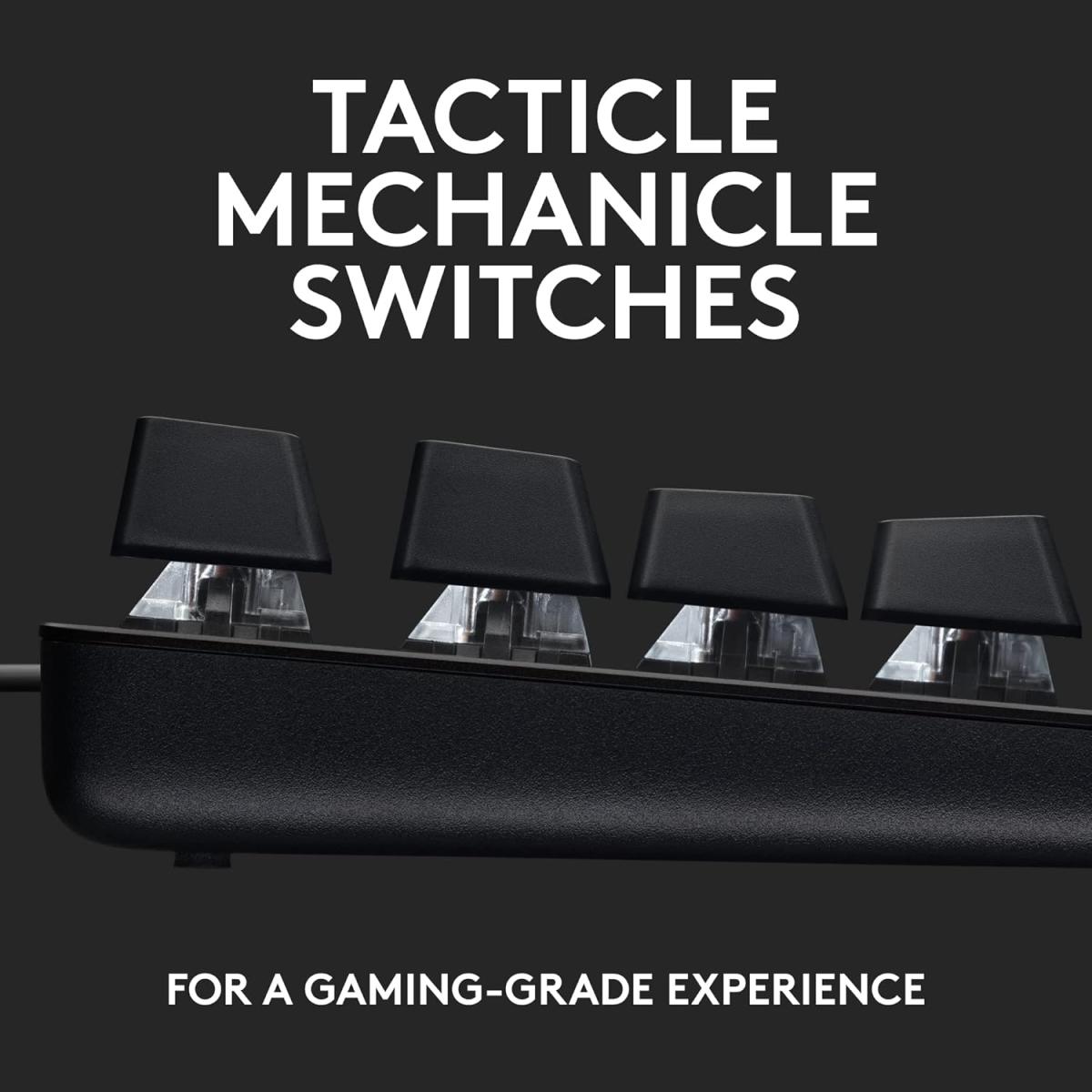 Logitech G413 TKL SE Mechanical Gaming Keyboard - Compact Backlit Keyboard with Tactile Mechanical Switches, Anti-Ghosting, Compatible with Windows, macOS - Black Aluminum(عربي)
