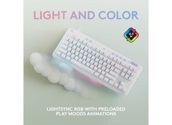 Logitech G713 Wired Mechanical Gaming Keyboard with LIGHTSYNC RGB Lighting, Tactile Switches (GX Brown), and Keyboard Palm Rest, PC and Mac Compatible - White Mist