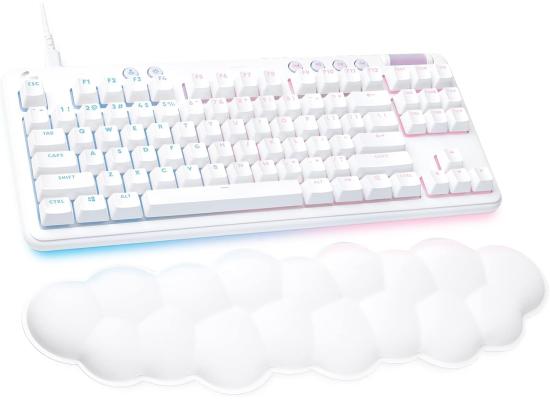 Logitech G713 Wired Mechanical Gaming Keyboard with LIGHTSYNC RGB Lighting, Tactile Switches (GX Brown), and Keyboard Palm Rest, PC and Mac Compatible - White Mist