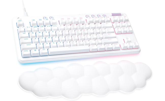 Logitech G713 Wired Mechanical Gaming Keyboard with LIGHTSYNC RGB Lighting, Tactile Switches (GX Brown), and Keyboard Palm Rest, PC and Mac Compatible - White Mist