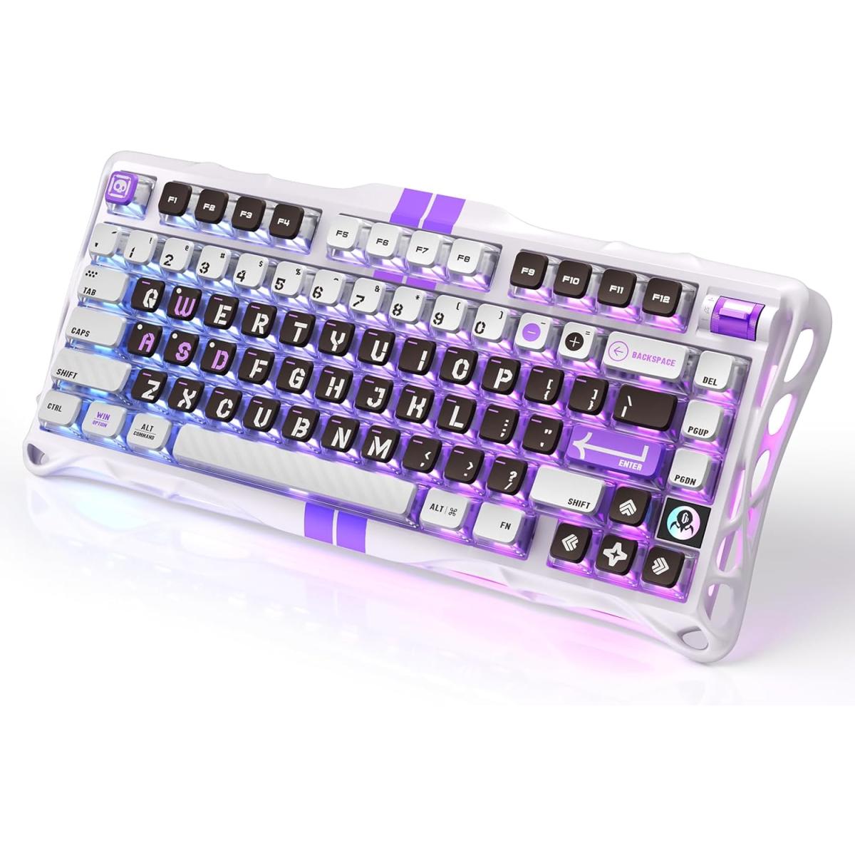 GravaStar Mercury V75 HE Keyboard – 75% Hall‑Effect Magnetic‑Switch Gaming Keyboard, 79‑Key, 8000 Hz Polling, 0.005RT, Wired USB-C, RGB Backlit, Adjustable Actuation, Semi‑Aluminum Chassis -Mecha Gray
