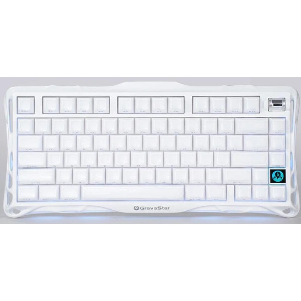GravaStar Mercury K1 75% Wireless Mechanical Gaming Keyboard, Aluminum Alloy Exoskeleton Design, Gasket Custom Keyboard Hot-Swap Socket, Linear Switches, RGB Backlit ,White