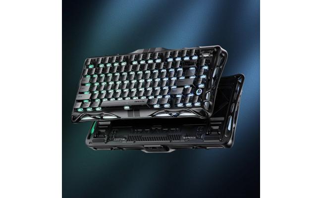 GravaStar Mercury V75 HE  USB Wired Gaming Keyboard, True 8kHz Polling Rate, Hall Effect magnetic switch technology, 16 Modes Multi-Zone RGB Lighting, ​Hot-Swappable Design, Semi-Aluminum Body