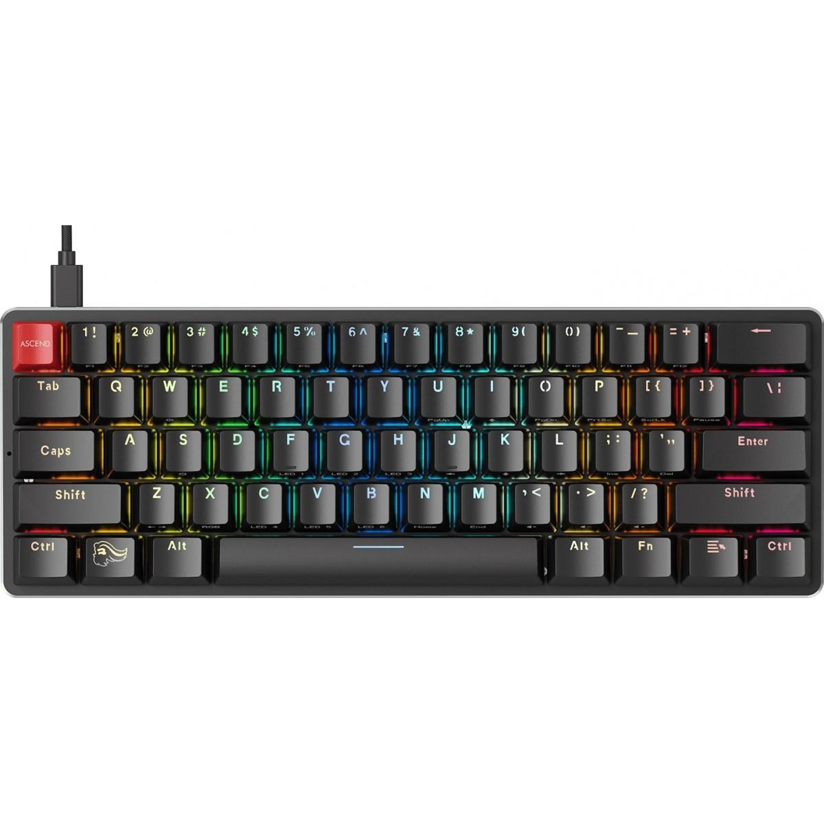 Glorious GMMK COMPACT (60%) , Modular Mechanical Gaming Keyboard - US (ANSI) 61/62 Keys -Removable USB Cord , RGB LED Backlit, Hot Swap Switches (Black/Brown Switches)
