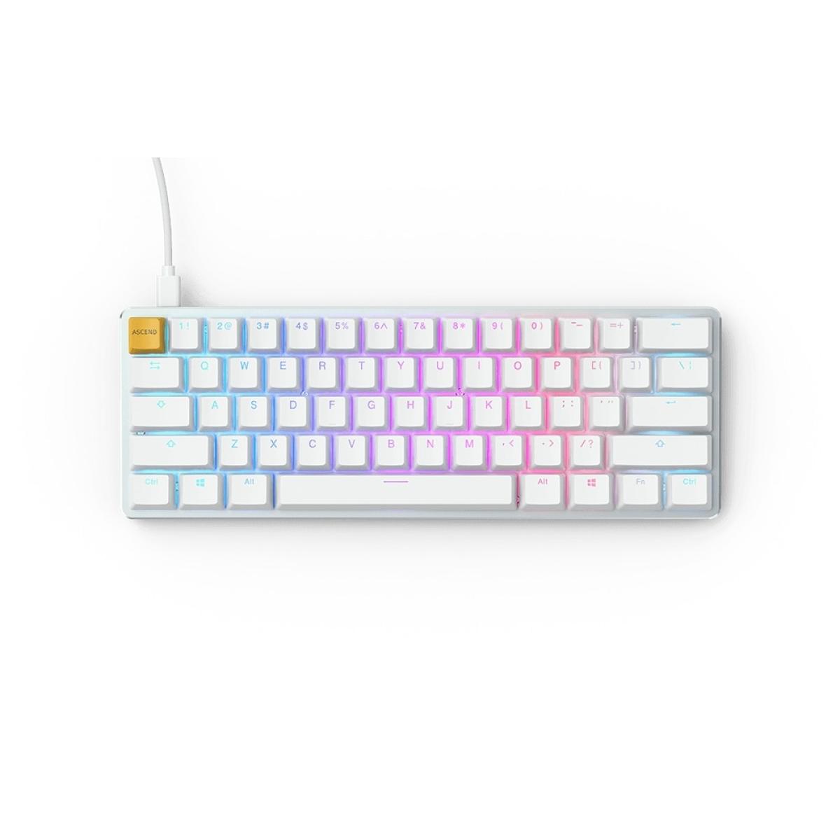 Glorious GMMK COMPACT (60%) , Modular Mechanical Gaming Keyboard - US (ANSI) 61/62 Keys -Removable USB Cord , RGB LED Backlit, Hot Swap Switches (White Ice Edition/Brown Switches)