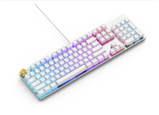Glorious GMMK Full Size, Modular Mechanical Gaming Keyboard - Full Size 104/105 Keys - RGB LED Backlit, Hot Swap Switches (White Ice Edition/Brown Switches)
