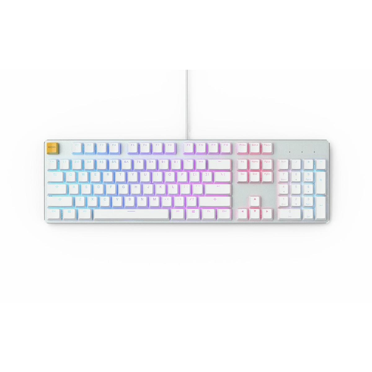 Glorious GMMK Full Size, Modular Mechanical Gaming Keyboard - Full Size 104/105 Keys - RGB LED Backlit, Hot Swap Switches (White Ice Edition/Brown Switches)