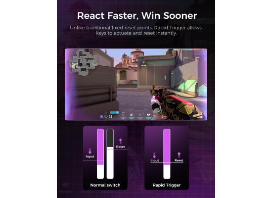 GravaStar Mercury V75 Lite Hall Effect Magnetic Gaming Keyboard – 8KHz Rapid Trigger Wired 75% Keyboard, Adjustable Actuation, Hot-Swappable Switches, Transparent Black