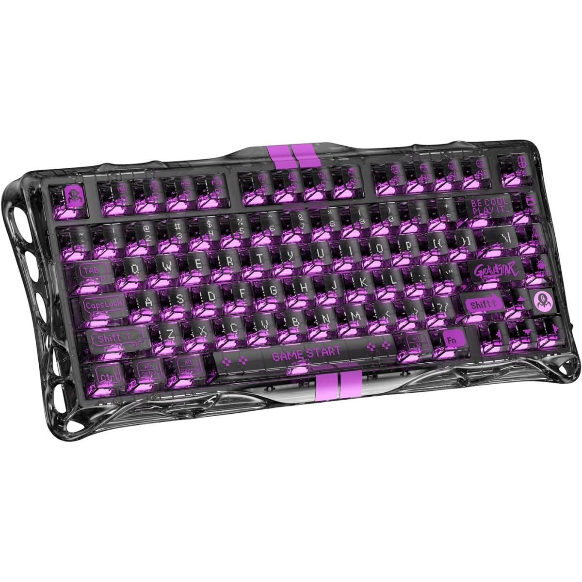 GravaStar Mercury V75 Lite Hall Effect Magnetic Gaming Keyboard – 8KHz Rapid Trigger Wired 75% Keyboard, Adjustable Actuation, Hot-Swappable Switches, Transparent Black