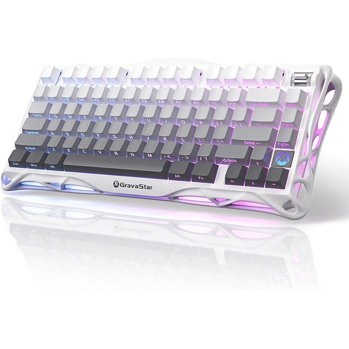 GravaStar Mercury K1 75% Wireless Mechanical Gaming Keyboard, Aluminum Alloy Exoskeleton Design, Gasket Custom Keyboard Hot-Swap Socket, Linear Switches, RGB Backlit