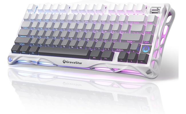 GravaStar Mercury K1 75% Wireless Mechanical Gaming Keyboard, Aluminum Alloy Exoskeleton Design, Gasket Custom Keyboard Hot-Swap Socket, Linear Switches, RGB Backlit