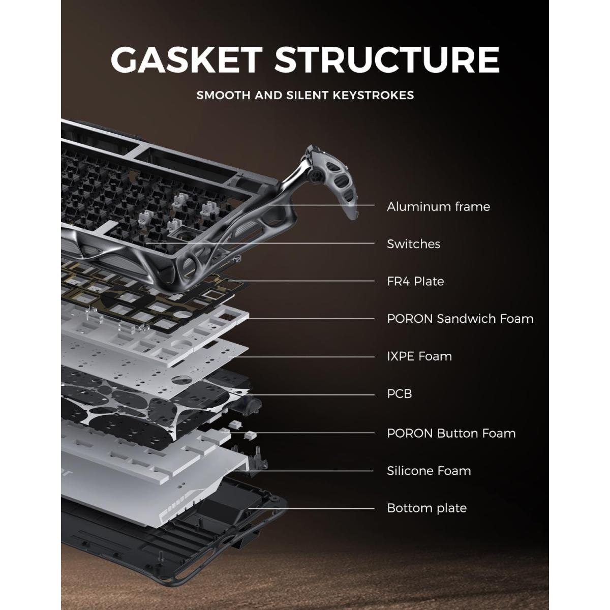 GravaStar Mercury K1 Pro Wireless Mechanical Gaming Keyboard, 75% Layout RGB Custom Keyboard, Aluminum Alloy Matte Black Frame with Phoenix-Inspired Keycaps, Hot-Swappable Linear Switches – CyberFlare