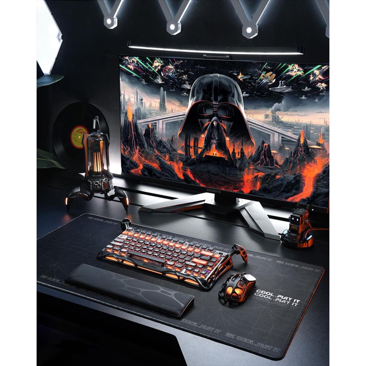 GravaStar Mercury K1 Pro Wireless Mechanical Gaming Keyboard, 75% Layout RGB Custom Keyboard, Aluminum Alloy Matte Black Frame with Phoenix-Inspired Keycaps, Hot-Swappable Linear Switches – CyberFlare