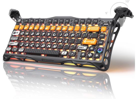 GravaStar Mercury K1 Pro Wireless Mechanical Gaming Keyboard, 75% Layout RGB Custom Keyboard, Aluminum Alloy Matte Black Frame with Phoenix-Inspired Keycaps, Hot-Swappable Linear Switches – CyberFlare