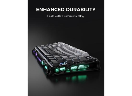 GravaStar Mercury K1 75% Wireless Mechanical Gaming Keyboard, Aluminum Alloy, Gasket Compact Custom Keyboard Hot-Swap Socket, Linear Switches, RGB Backlit - Gradient Black