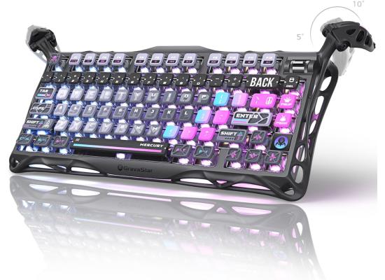 GravaStar Mercury K1 Pro 75% Wireless Mechanical Gaming Keyboard, Gasket Compact Custom Keyboard Hot-Swap Socket, Linear Switches, with RGB Backlit & Frame (Galaxy Black)