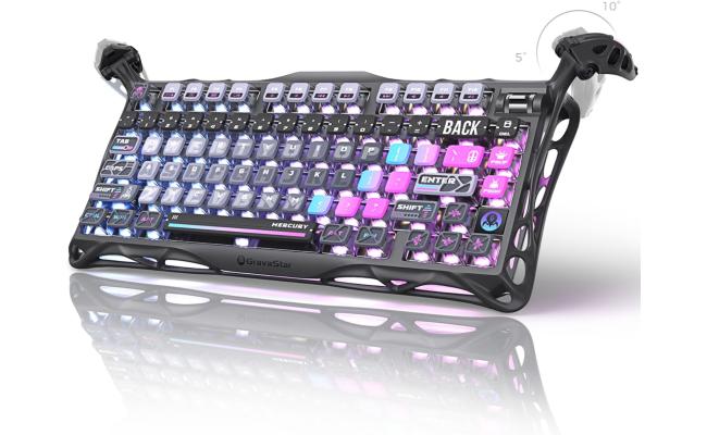 GravaStar Mercury K1 Pro 75% Wireless Mechanical Gaming Keyboard, Gasket Compact Custom Keyboard Hot-Swap Socket, Linear Switches, with RGB Backlit & Frame (Galaxy Black)