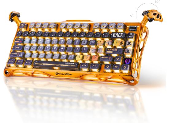 GravaStar Mercury K1 Pro Wireless Mechanical Gaming Keyboard, Aluminum Alloy 75% Layout, Hot-Swappable RGB Custom Keyboard with Linear Switches – Handcrafted Battle-Worn Yellow Edition