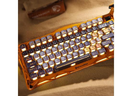 GravaStar Mercury K1 Pro Wireless Mechanical Gaming Keyboard, Aluminum Alloy 75% Layout, Hot-Swappable RGB Custom Keyboard with Linear Switches – Handcrafted Battle-Worn Yellow Edition