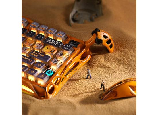 GravaStar Mercury K1 Pro Wireless Mechanical Gaming Keyboard, Aluminum Alloy 75% Layout, Hot-Swappable RGB Custom Keyboard with Linear Switches – Handcrafted Battle-Worn Yellow Edition