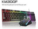 HP KM300F Wired Rainbow Led Lighting Gaming Keyboard & Mouse Combo, Membrane Full-Sized 104 Keys Metal Keyboard, 1000DPI Wired Gaming 110G Mouse