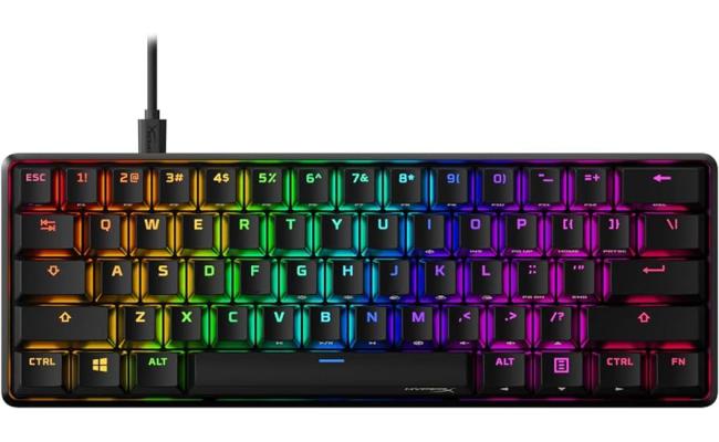 HyperX Alloy Origins 60 PBT Linear Red Switch Wired Mechanical RGB Gaming Keyboard, Ultra Compact 60% Form Factor, Detachable USB-C cable, Double shot PBT keycaps, Full Aluminum Body