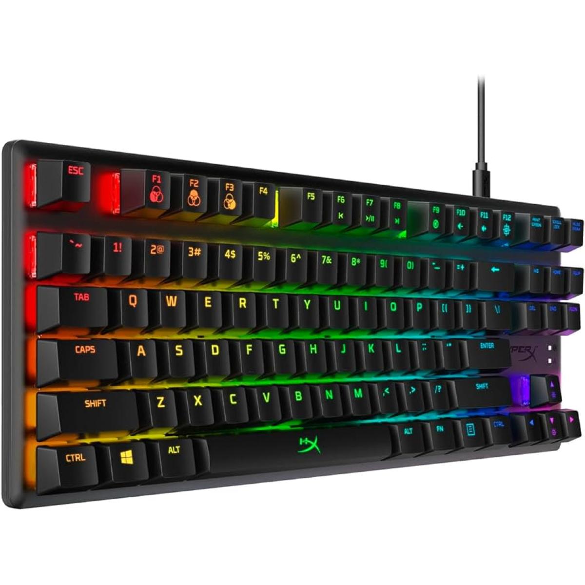 HyperX Alloy Origins 65 PBT Linear Red Switch Wired Mechanical RGB Gaming Keyboard, Ultra Compact 65% Form Factor, Detachable USB-C cable, Double shot PBT keycaps, Full Aluminum Body (English & Russian Layout)
