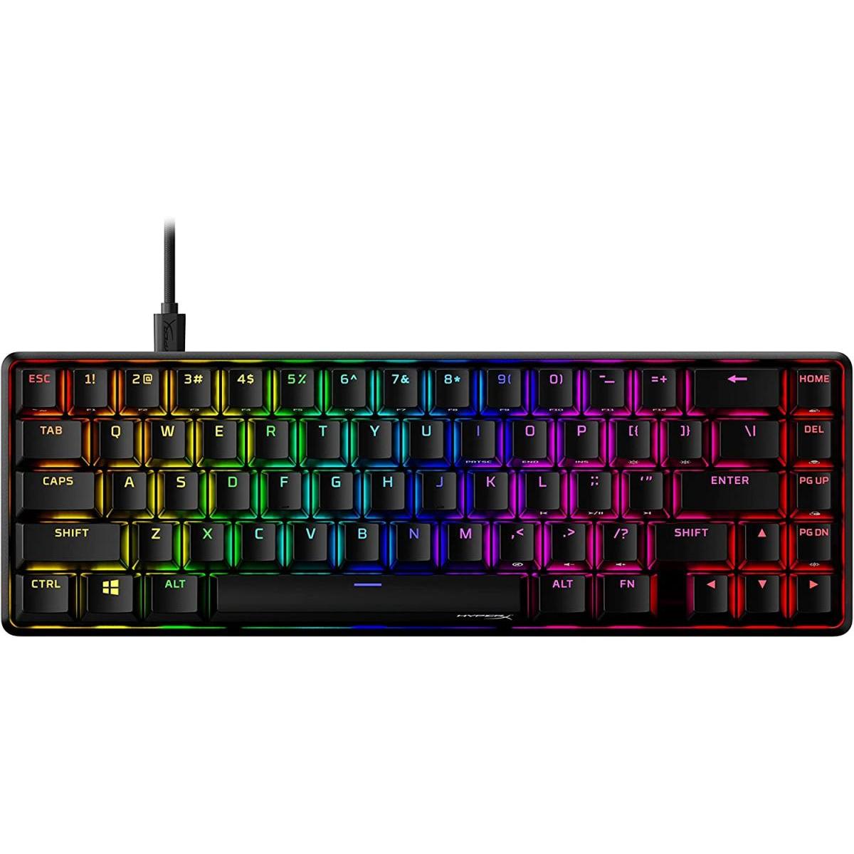 HyperX Alloy Origins 65 PBT Linear Red Switch Wired Mechanical RGB Gaming Keyboard, Ultra Compact 65% Form Factor, Detachable USB-C cable, Double shot PBT keycaps, Full Aluminum Body (English & Russian Layout)