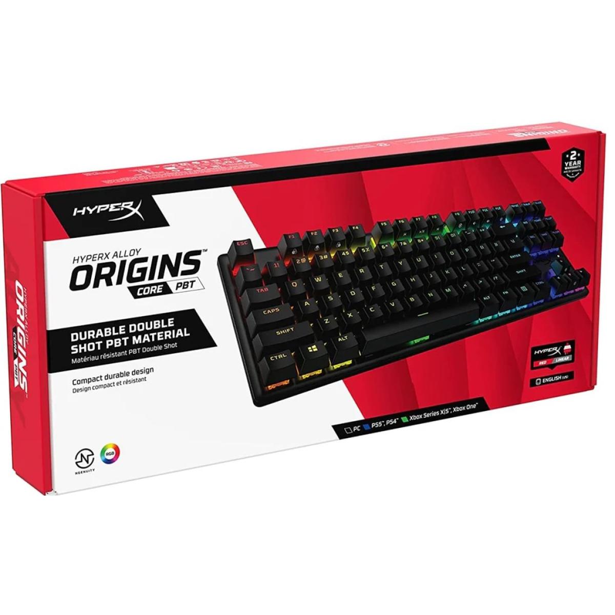 HyperX Alloy Origins Core PBT TKL Mechanical Gaming Keyboard, Macro Customization, Compact Form Factor, RGB , Linear HyperX Red Switch