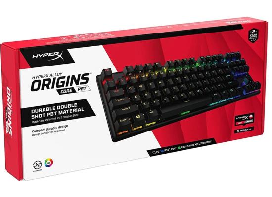 HyperX Alloy Origins Core PBT TKL Mechanical Gaming Keyboard, Macro Customization, Compact Form Factor, RGB , Linear HyperX Red Switch