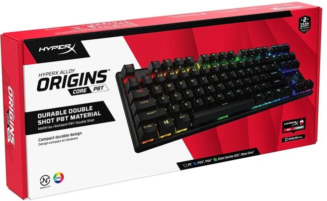 HyperX Alloy Origins Core PBT TKL Mechanical Gaming Keyboard, Macro Customization, Compact Form Factor, RGB , Linear HyperX Red Switch