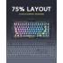 GravaStar Mercury K1 Lite 75% Gaming Keyboard, 2.4GHz/BT/Wired Tri-Mode Wireless Keyboard, Gasket Hot Swappable Mechanical Keyboard, Pre-lubed Linear Switches, RGB Backlit (Transparent Black)