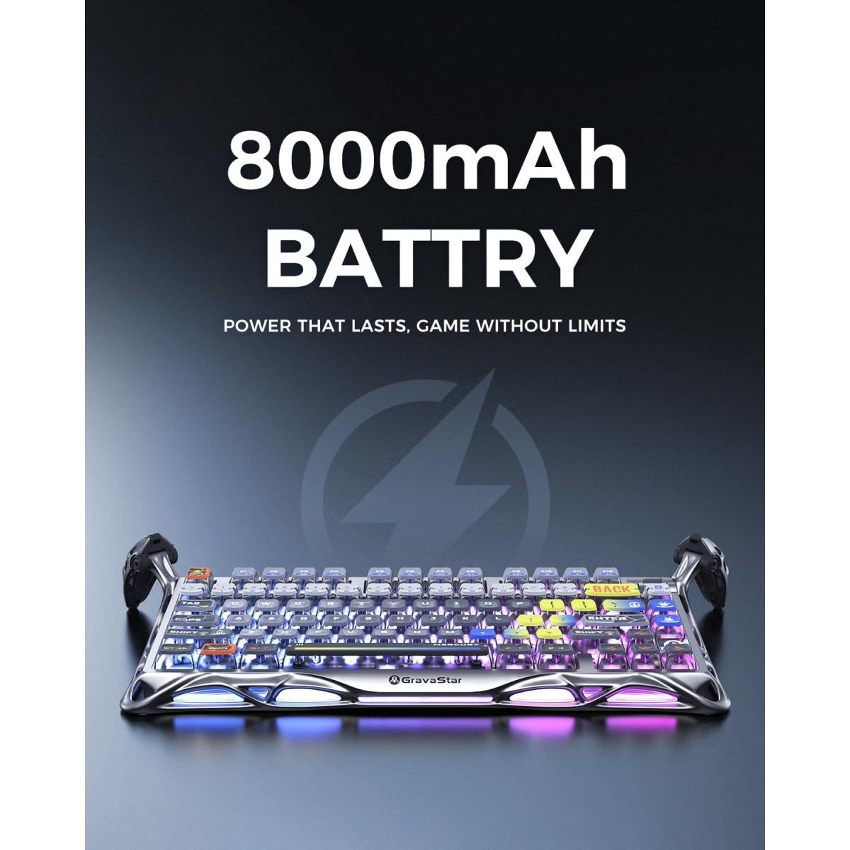 GravaStar Mercury K1 Pro Wireless Mechanical Gaming Keyboard, 75% Layout RGB Custom Keyboard, Hot-Swappable Linear Switches – Aluminum Alloy, Interstellar Silver Brushed Metal Look