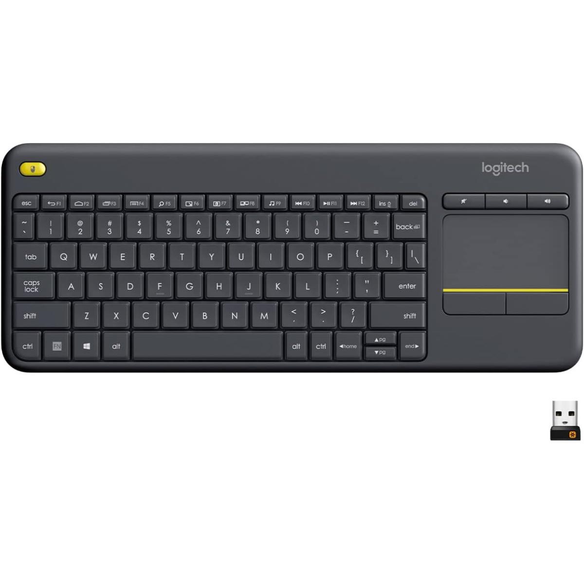 Logitech K400 Plus Wireless (2.4GHz) w/ Built-in Touch Pad Keyboard Up To 10m Range For PC-connected TV, Windows, Android, Chrome OS, Laptop, Tablet - (عربي)