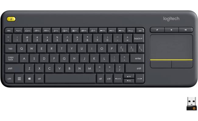 Logitech K400 Plus Wireless (2.4GHz) w/ Built-in Touch Pad Keyboard Up To 10m Range For PC-connected TV, Windows, Android, Chrome OS, Laptop, Tablet - (عربي)