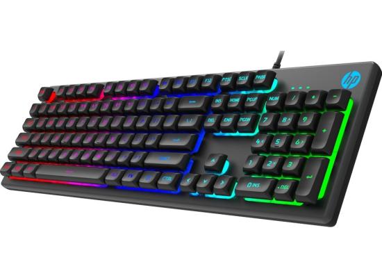 HP K500Y Backlit Membrane Wired Gaming Keyboard w/ Mixed Color Lighting & Matte Finish Double Injection Key Caps
