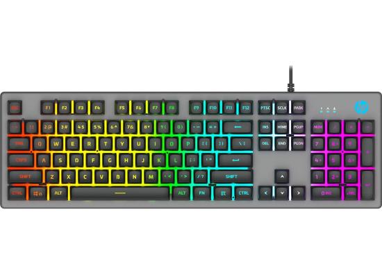 HP K500Y Backlit Membrane Wired Gaming Keyboard w/ Mixed Color Lighting & Matte Finish Double Injection Key Caps