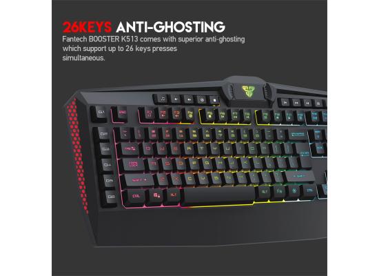 Fantech K513 Booster Membrane RGB Gaming Keyboard w/ Multimedia Keys & Side Macro Buttons