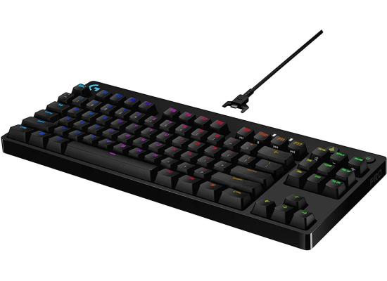 Logitech G PRO LightSync RGB Gaming Keyboard, COMPACT TKL Portable, GX BLUE CLICKY SWITCHES, Detachable Micro USB Cable, 12 Programmable F-Keys